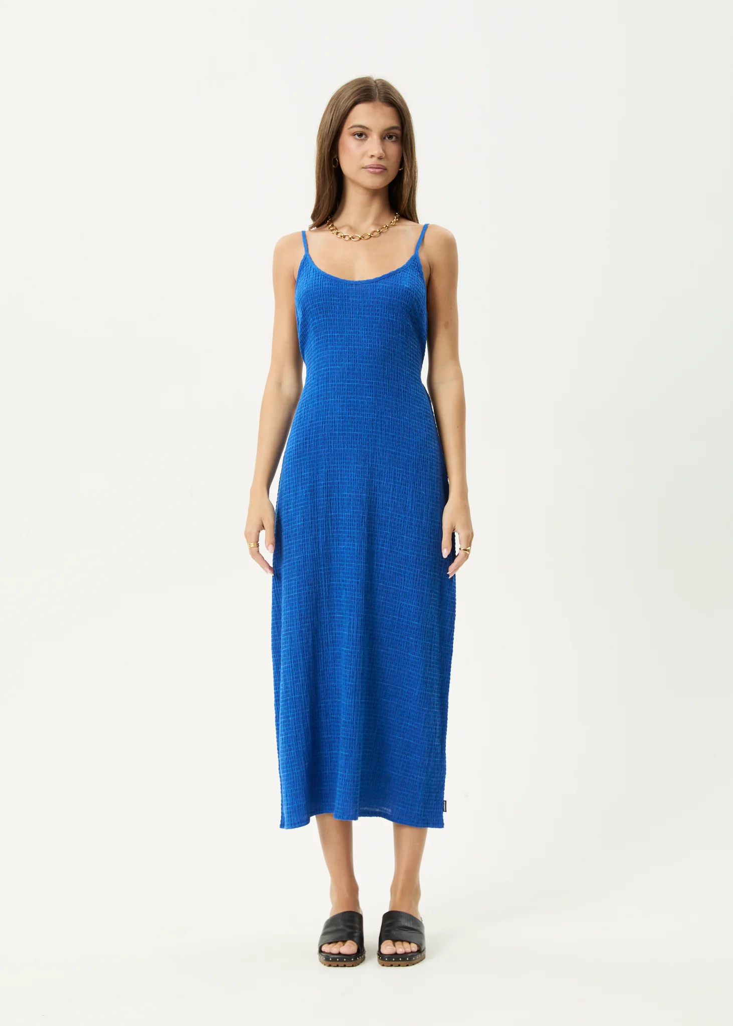 AFENDS Womens Rumi - Seersucker Maxi Dress - Marina