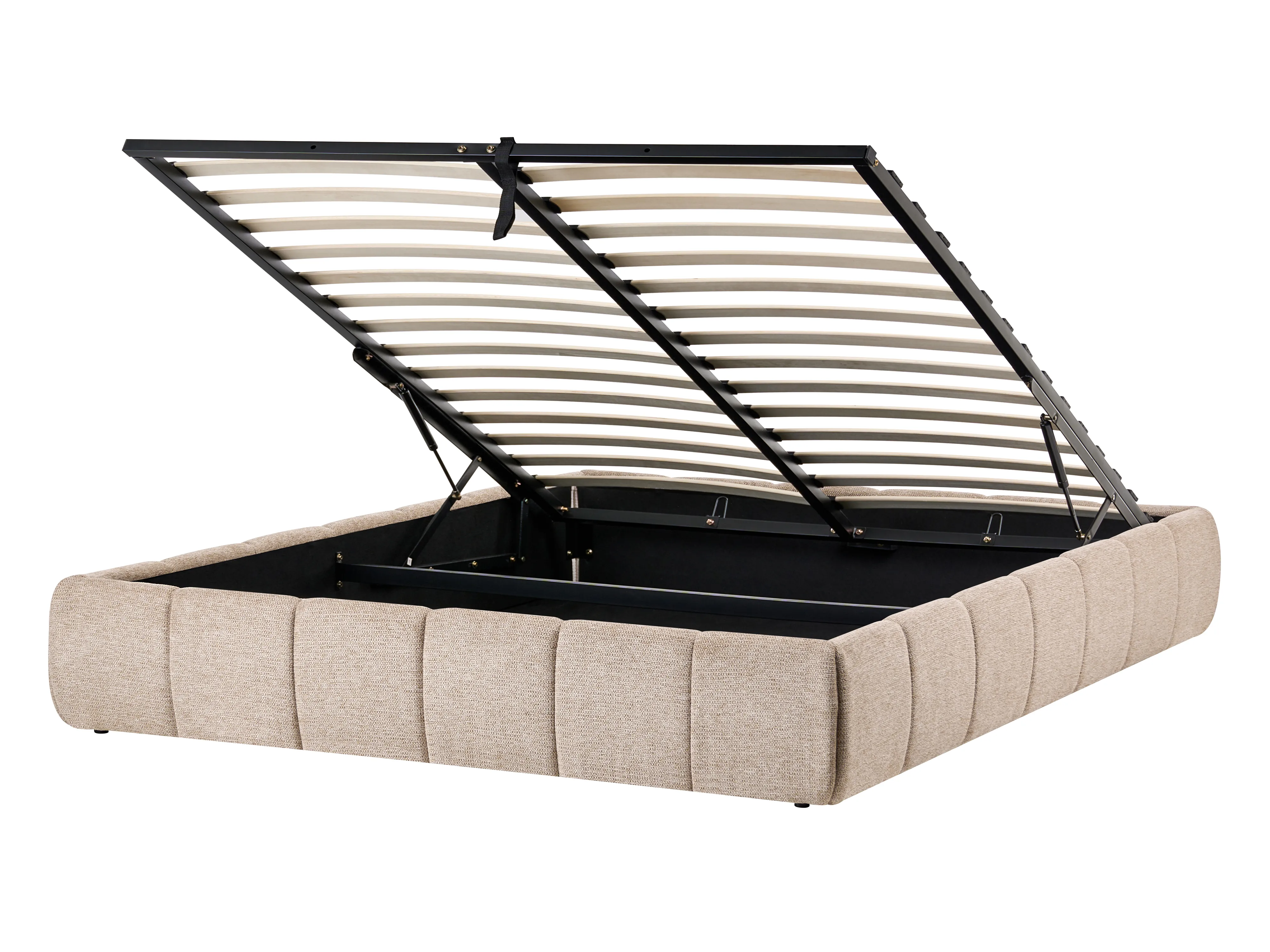Ottoman Bed without Headboard Fabric GENAS 140 x 200 cm (EU Double) Beige