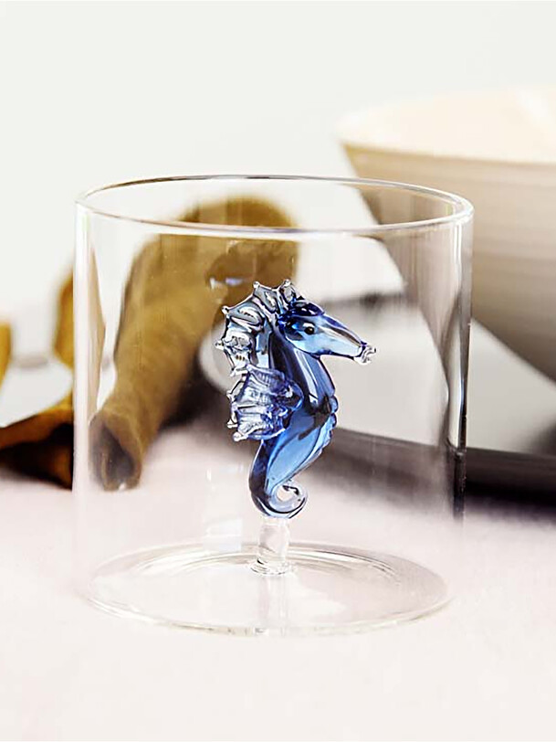 Verre figurine hippocampe - wd lifestyle easylife bleu