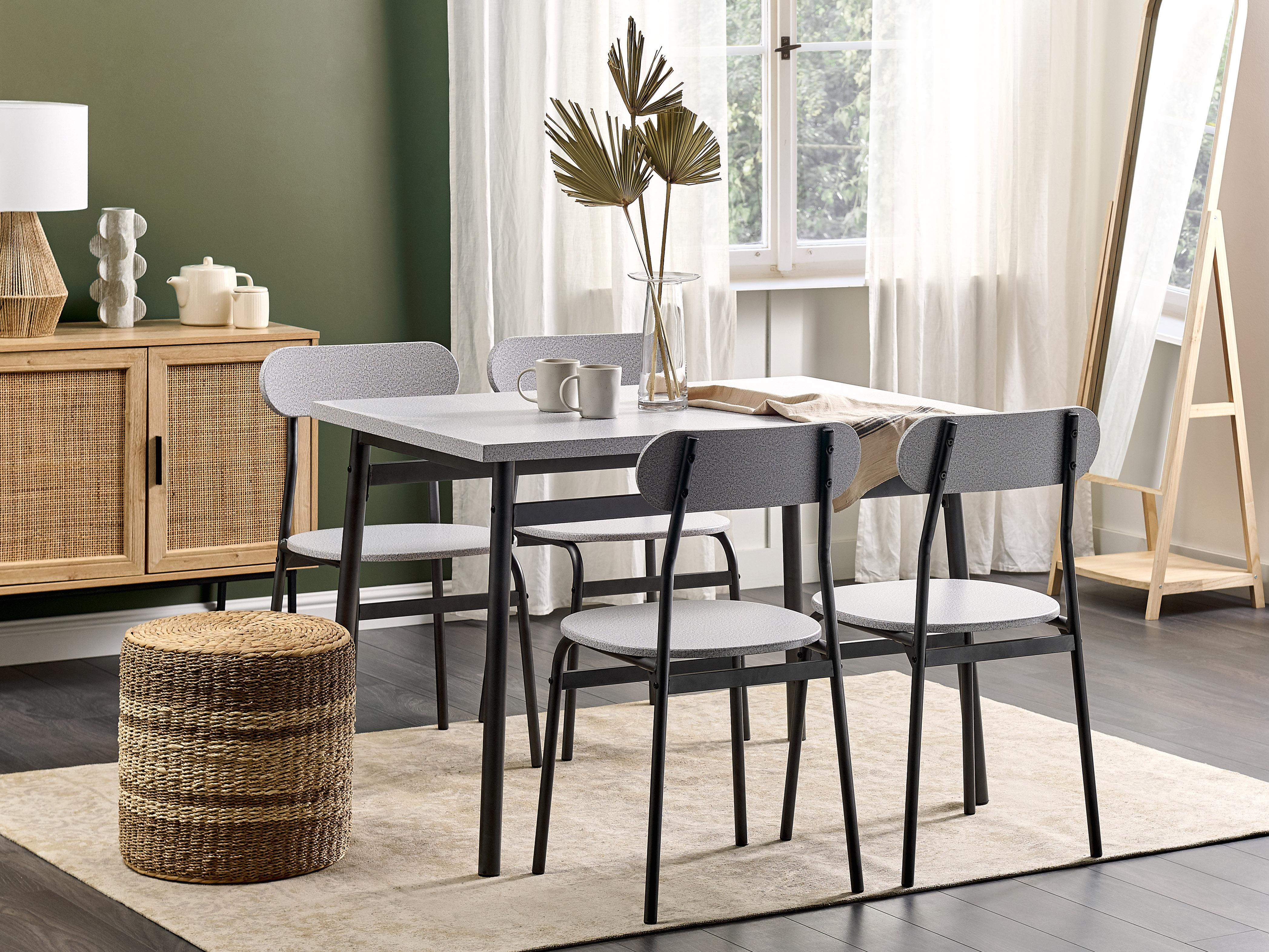 Dining Set VELDEN Light Grey 4 Seater