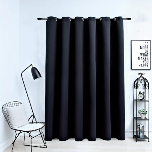 NNEVL Blackout Curtain with Metal Rings Black 290x245 cm