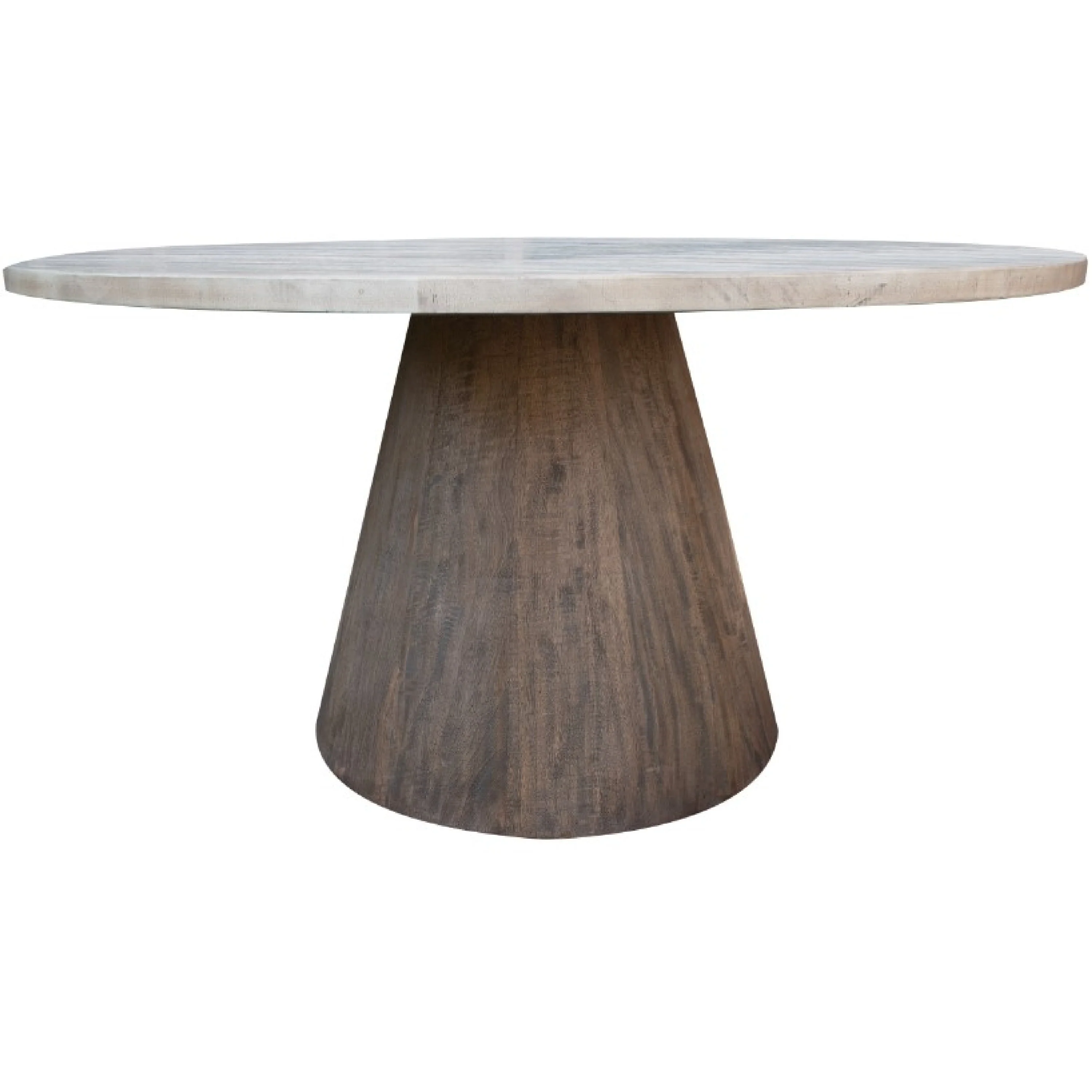 Kohl Dining Table, Ivory, Brown Caramel Mango Wood, Round 59 Inch