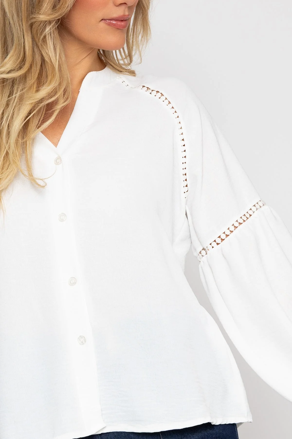 Ecru Plain Button Down Blouse