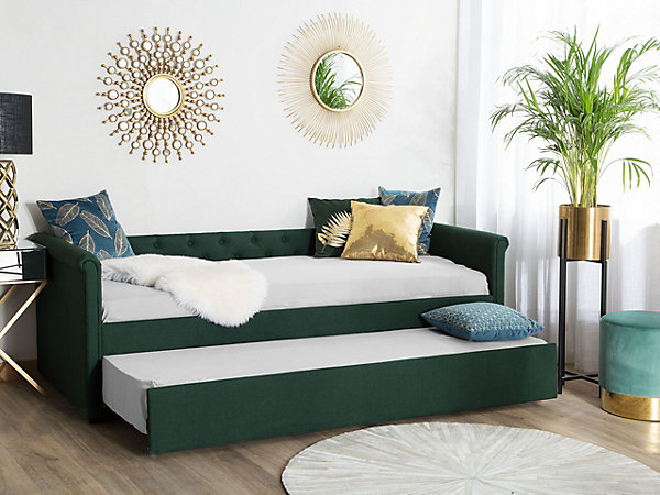 Lit gigogne Tissu LIBOURNE 80 x 200 cm Vert foncé