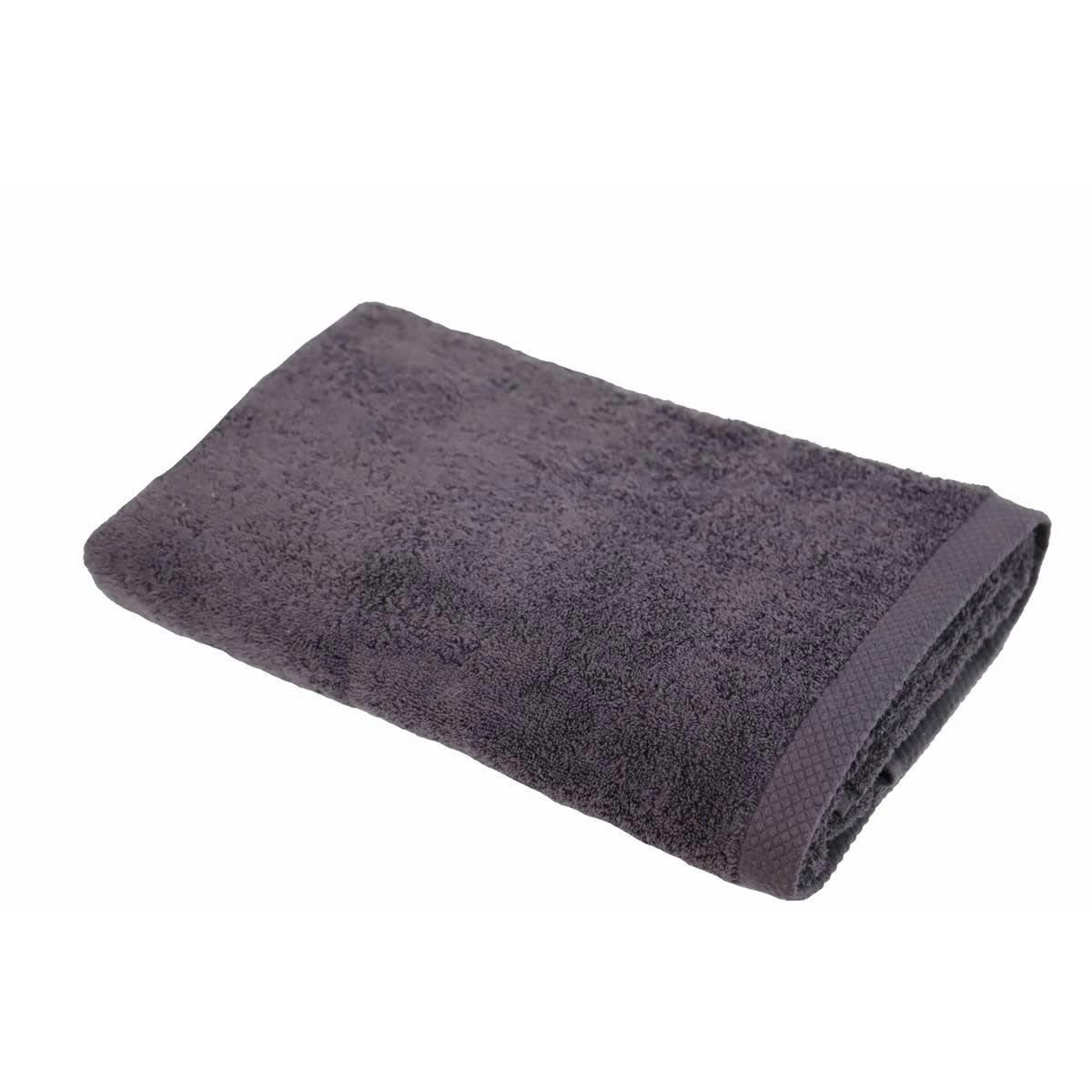 SERVIETTE ESSENTIELLE - Serviette de toilette éponge en coton gris foncé 50x100 cm