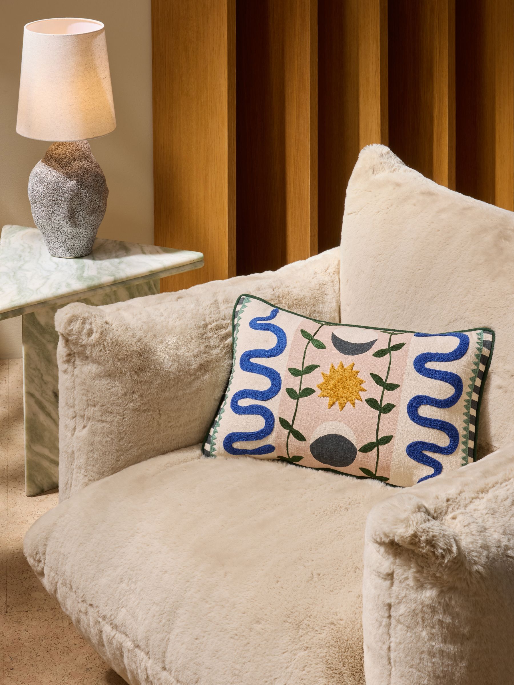 Embroidered Cushion in Aperion