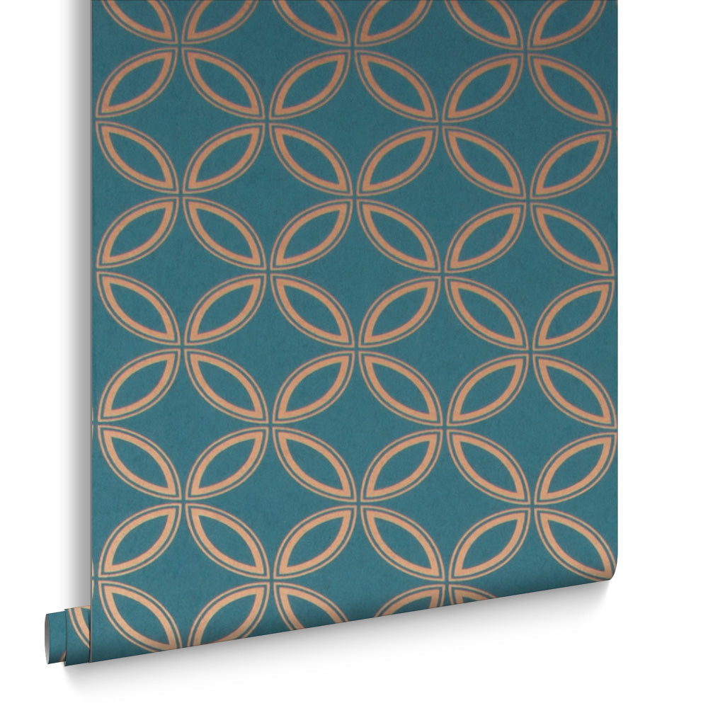 Graham & Brown Vliesbehang - Eternity Teal & Gold - 10mx53cm