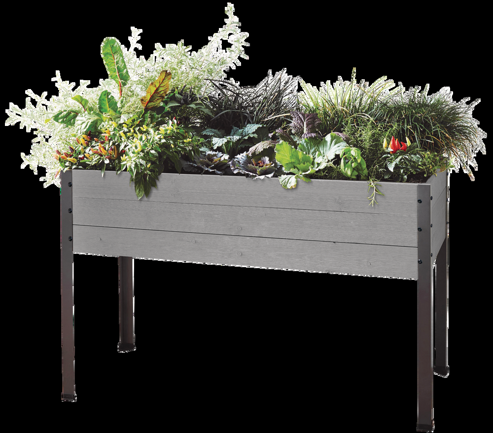 Raised Spruce Garden Planter w/ Self-Watering Baseboards, Grey