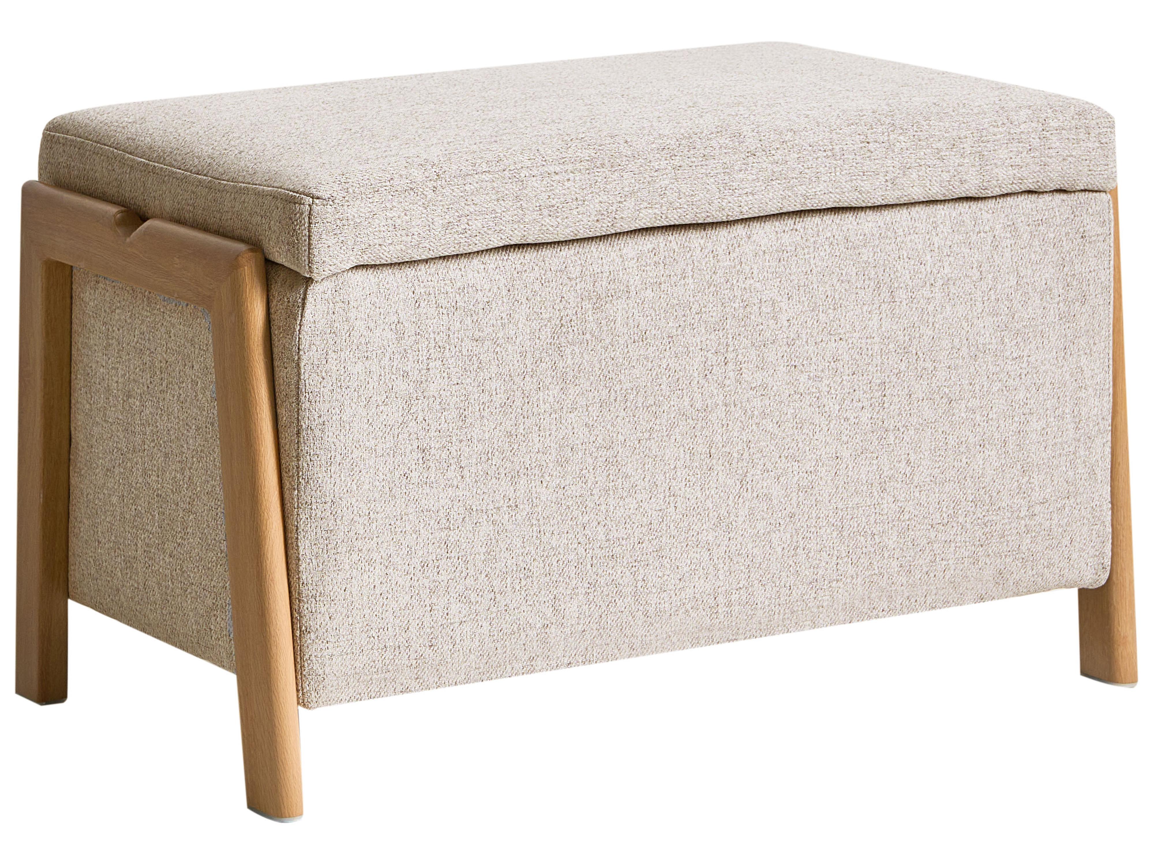 Storage Pouffe EDLAND Fabric 45 cm 43 cm Beige