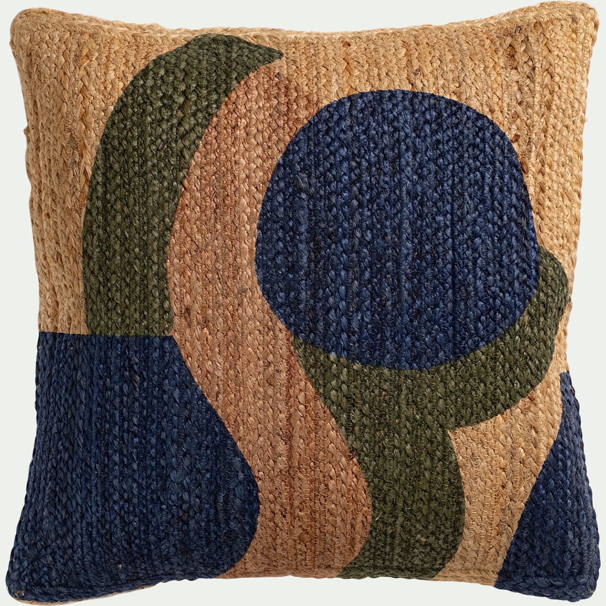 MAYU - Coussin en jute à motif abstrait 45x45cm - naturel