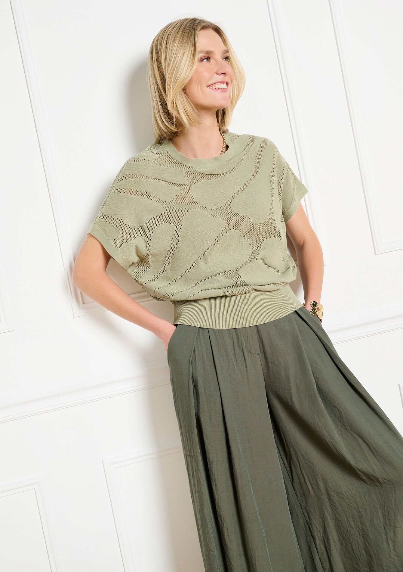 Gehaakte top met korte mouwen