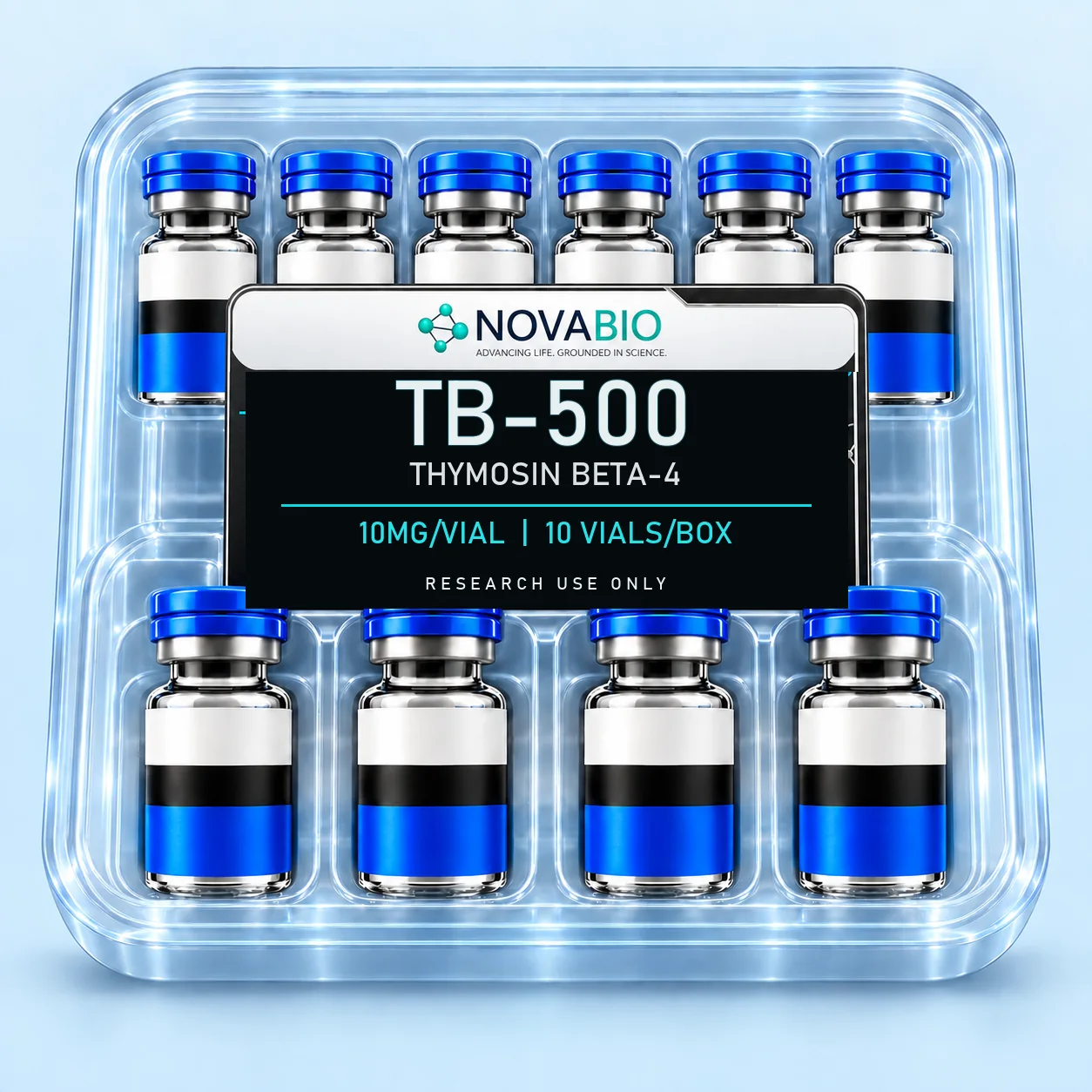 NOVABIO Thymosin Beta-4 (TB-500) 10MG per vial, 10 VIALS research product