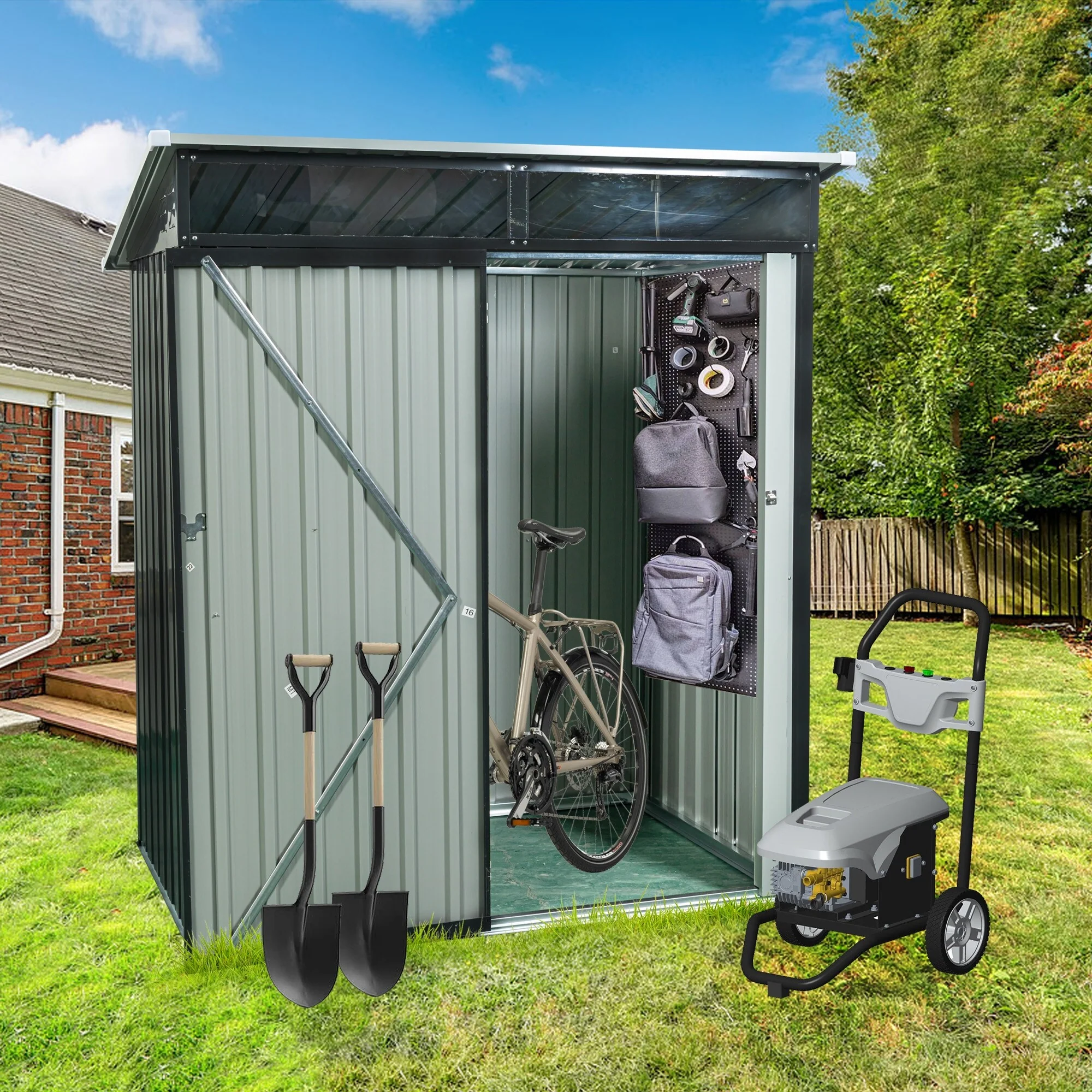 TC53G Outdoor Metal Storage Shed - Transparent Plates
