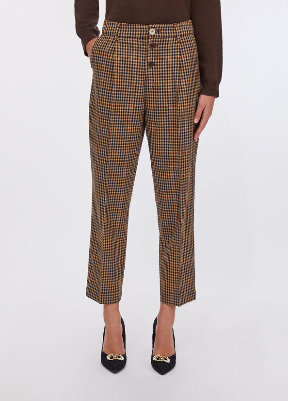 Pantaloni a quadretti con pince