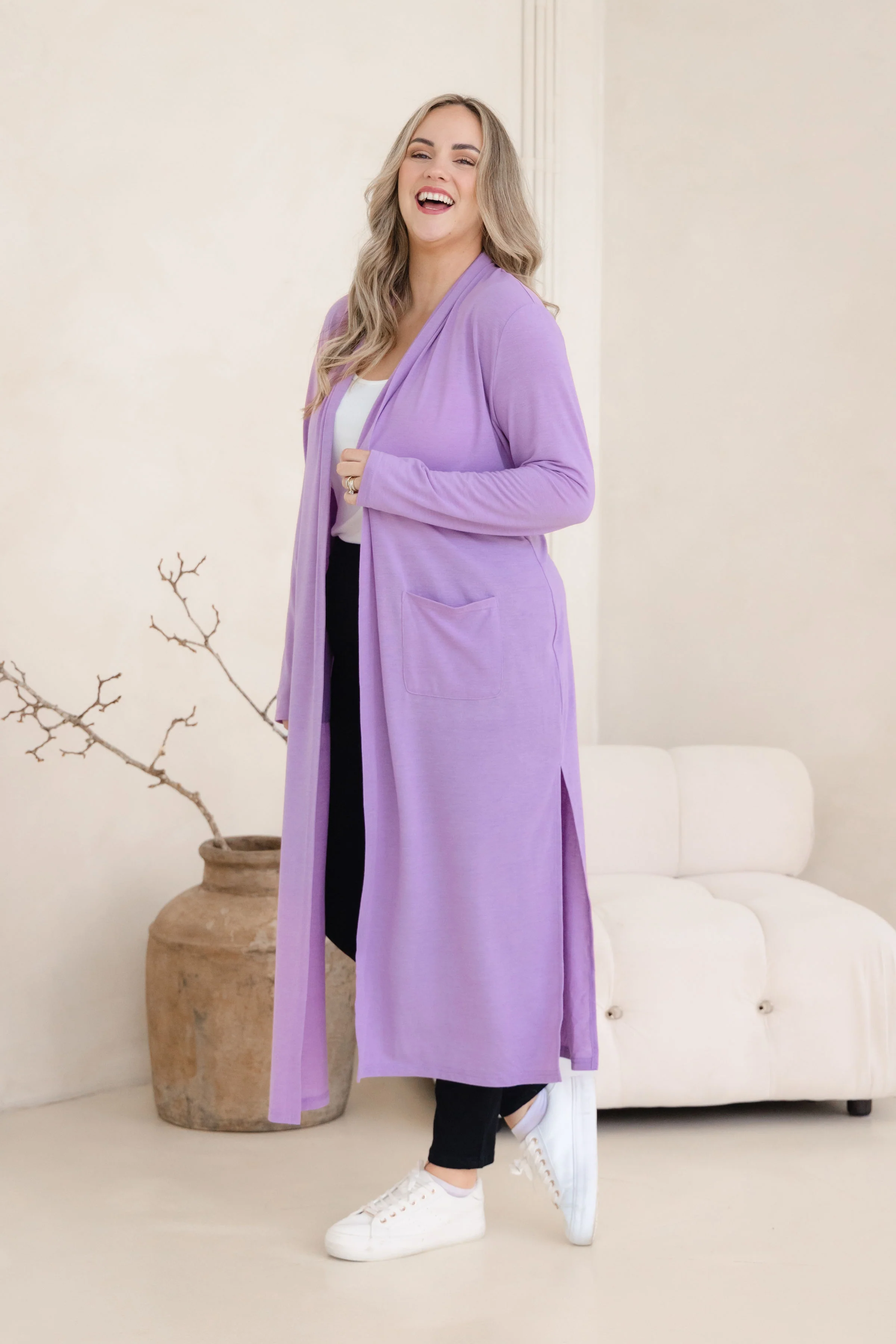 Jane Cardi Maxi Length in Lavender