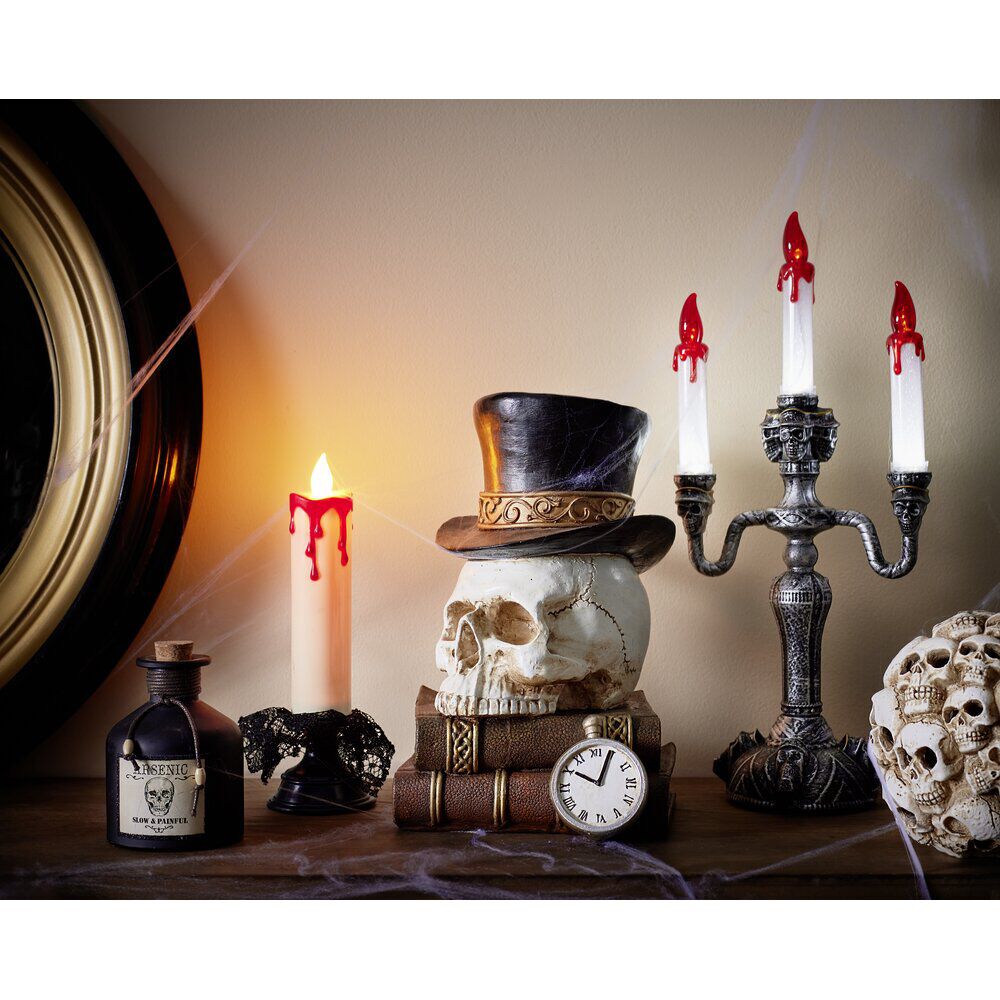 Bougie LED Halloween pilier ensanglanté Ø7xH23cm