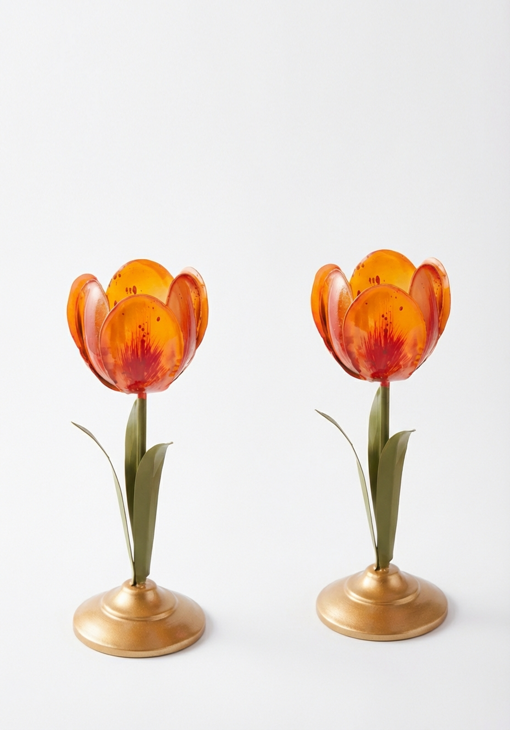 Pip Studio - kandelaren - oranje - 21cm - set van 2