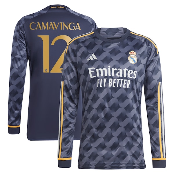 Eduardo Camavinga Los Merengues adidas 2023/24 Away Long Sleeve Replica Player Jersey - Navy/White