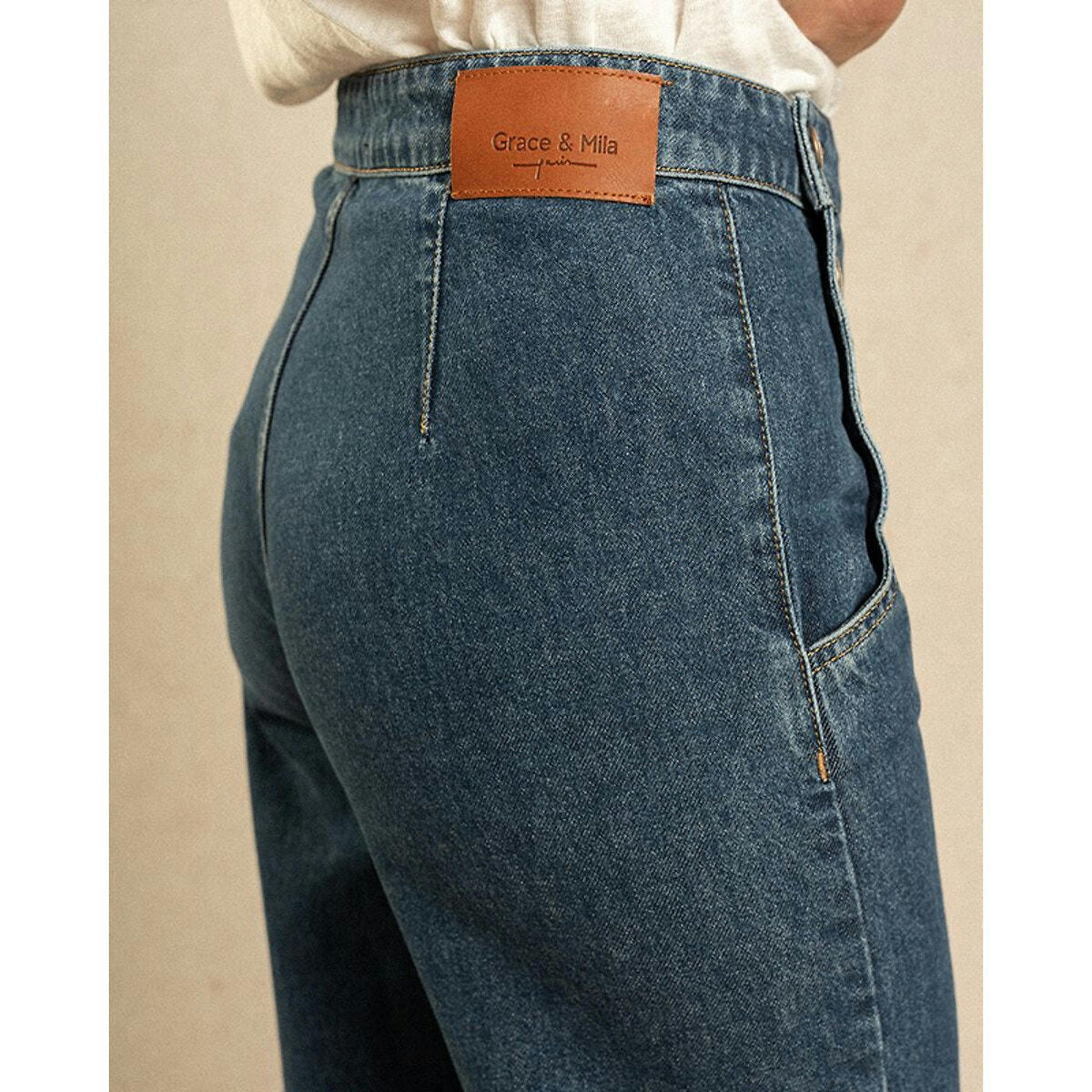 Jeans  60 à pont taille haute coupe droite
