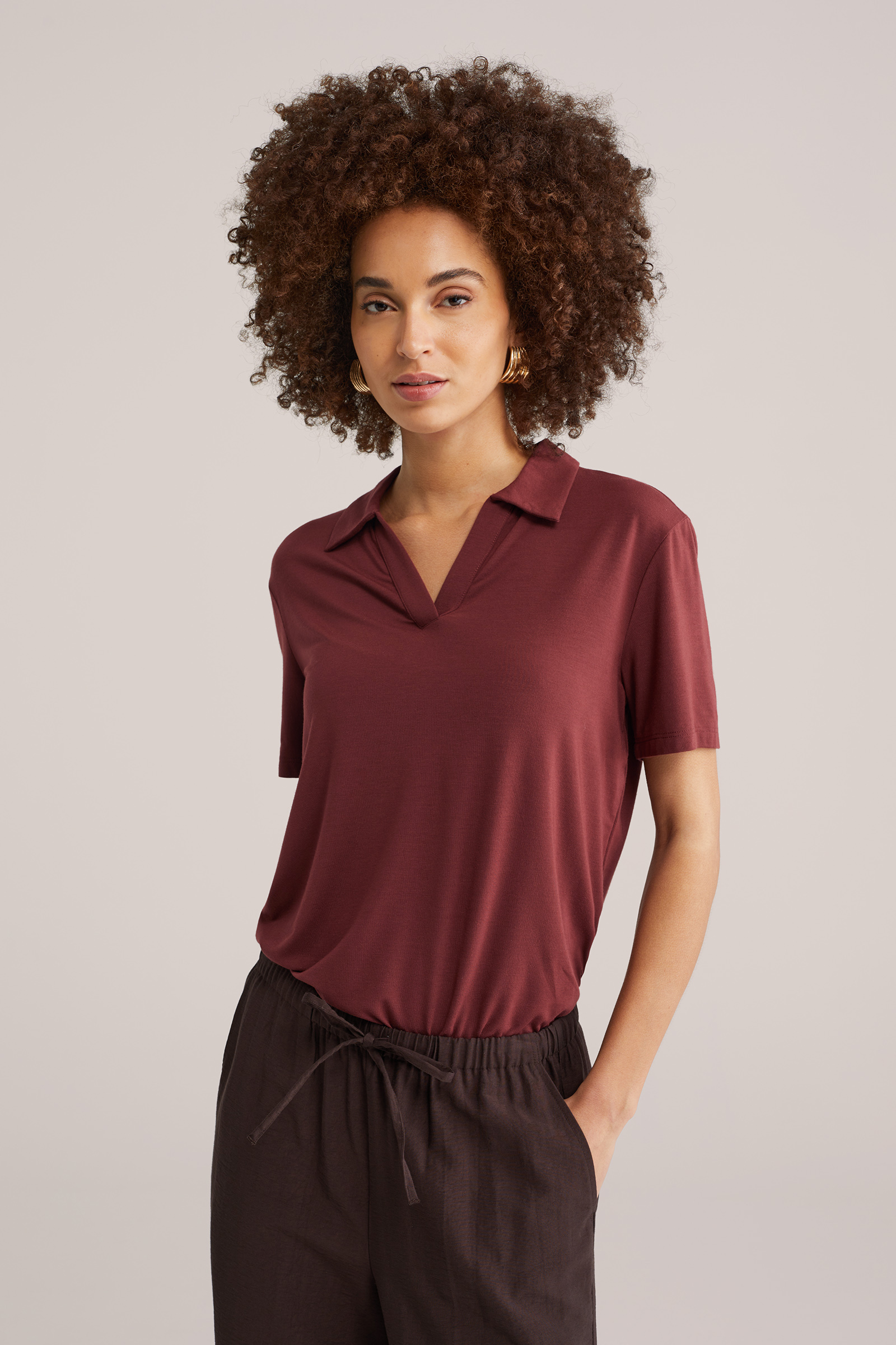 Dames Jersey T-shirt met polokraag