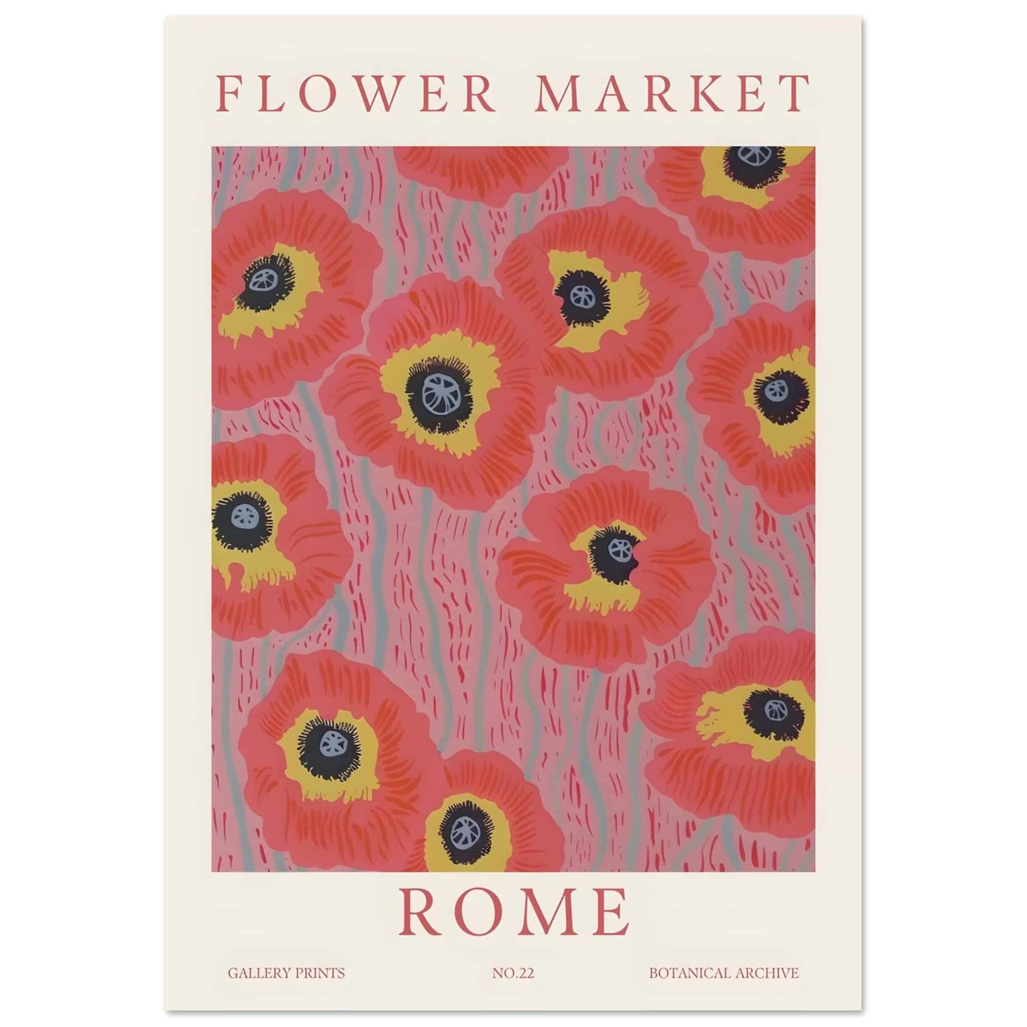 Artfulprints Poster Flower market - Rome  - 70x100 cm - Roze