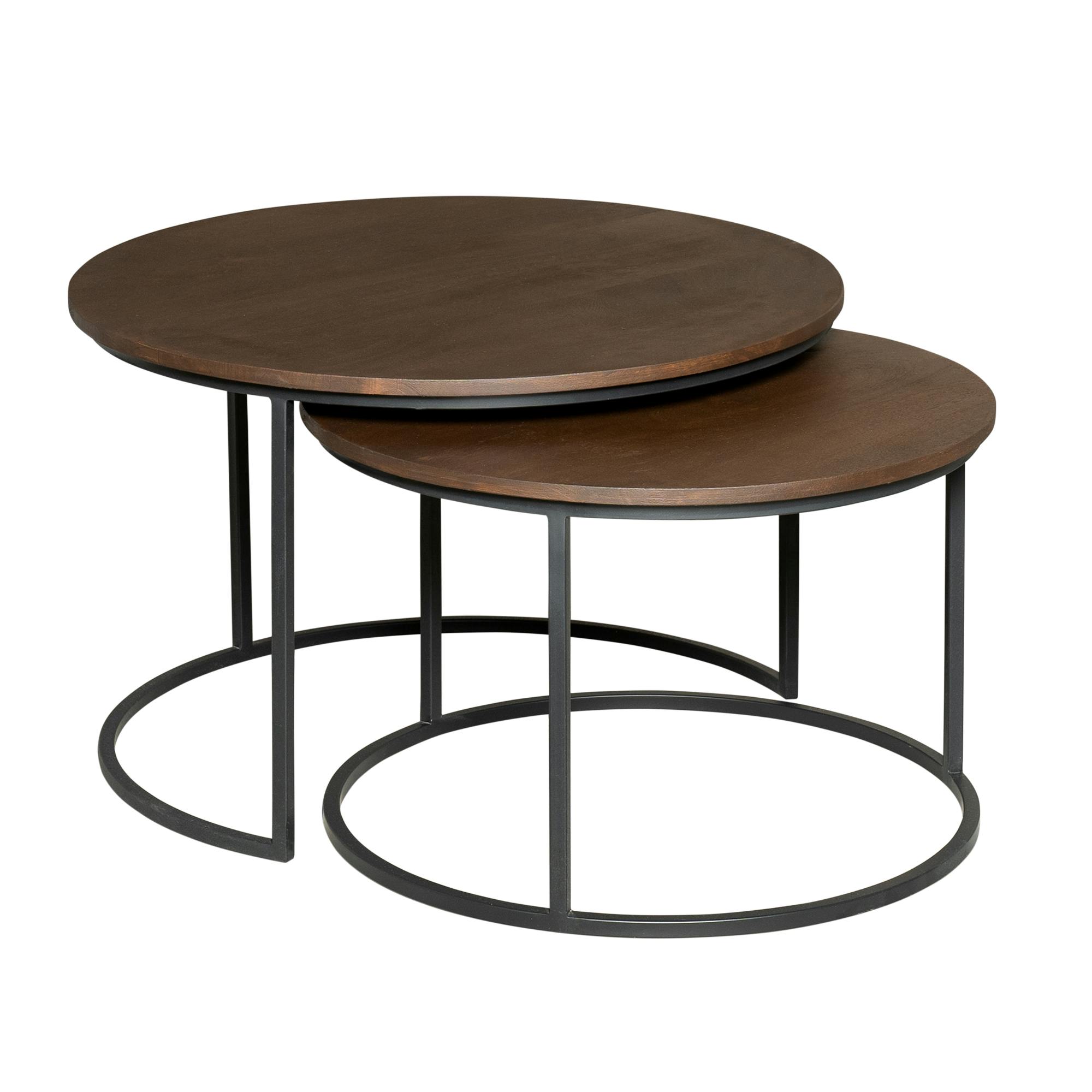 Table gigogne ronde en bois brun (lot de 2) CORTINA