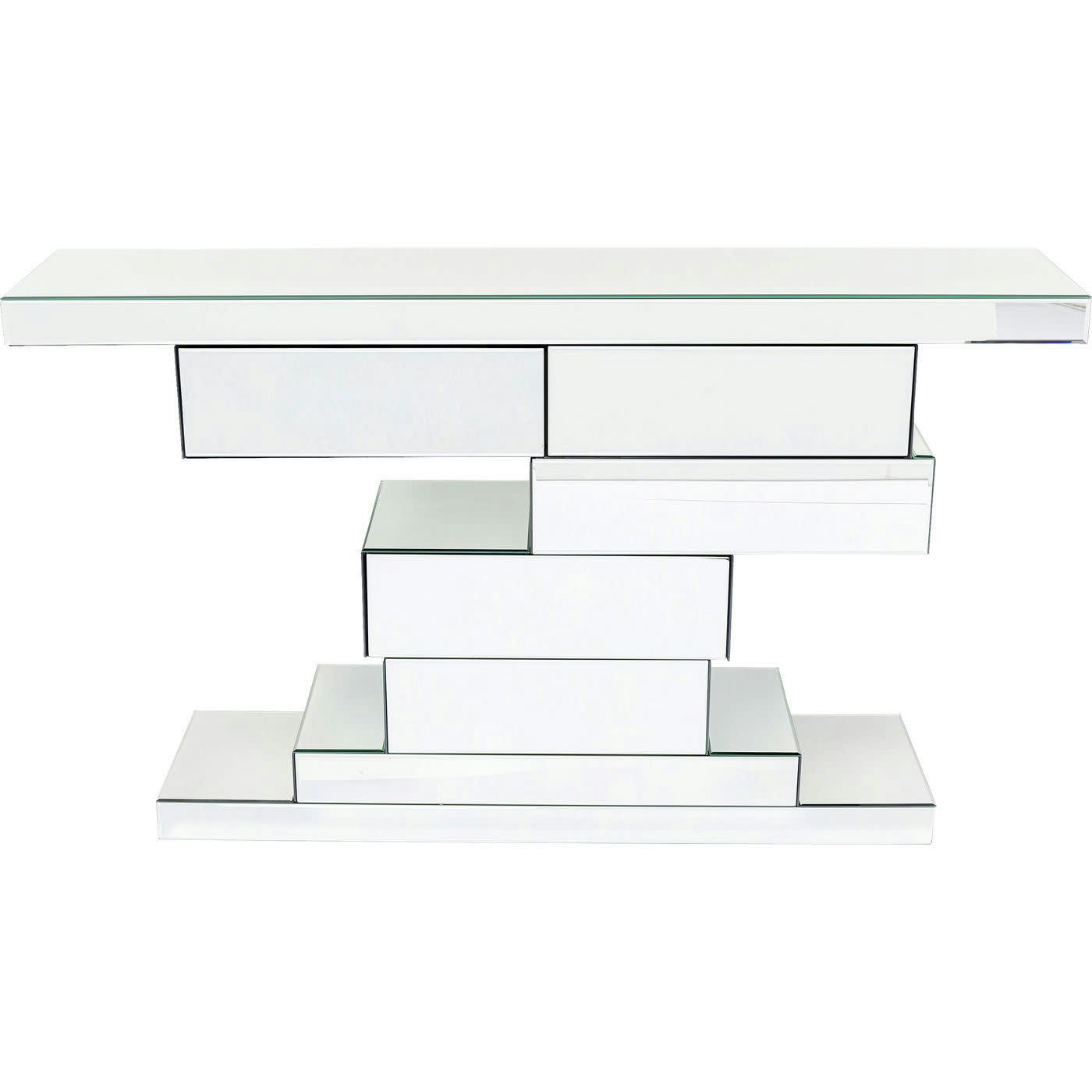 BRICK - Console 3 tiroirs en verre miroir