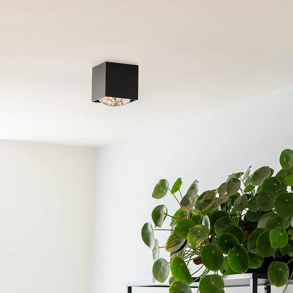 Qazqa verstelbare plafondspot box zwart g9