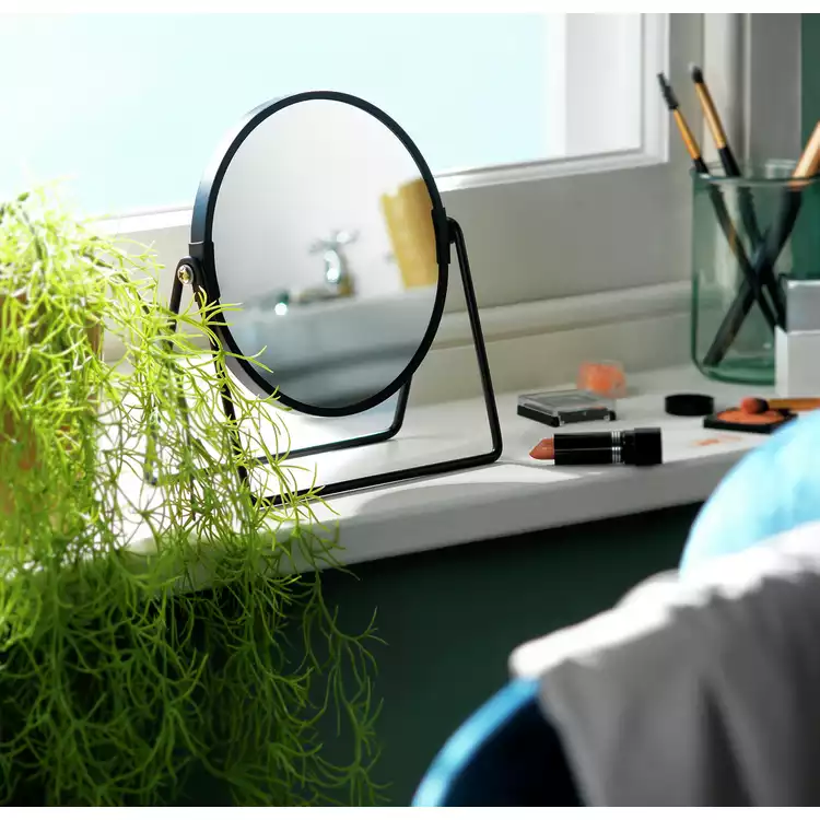 Habitat Matt Black Metal Round Swivel Mirror - 21x19cm