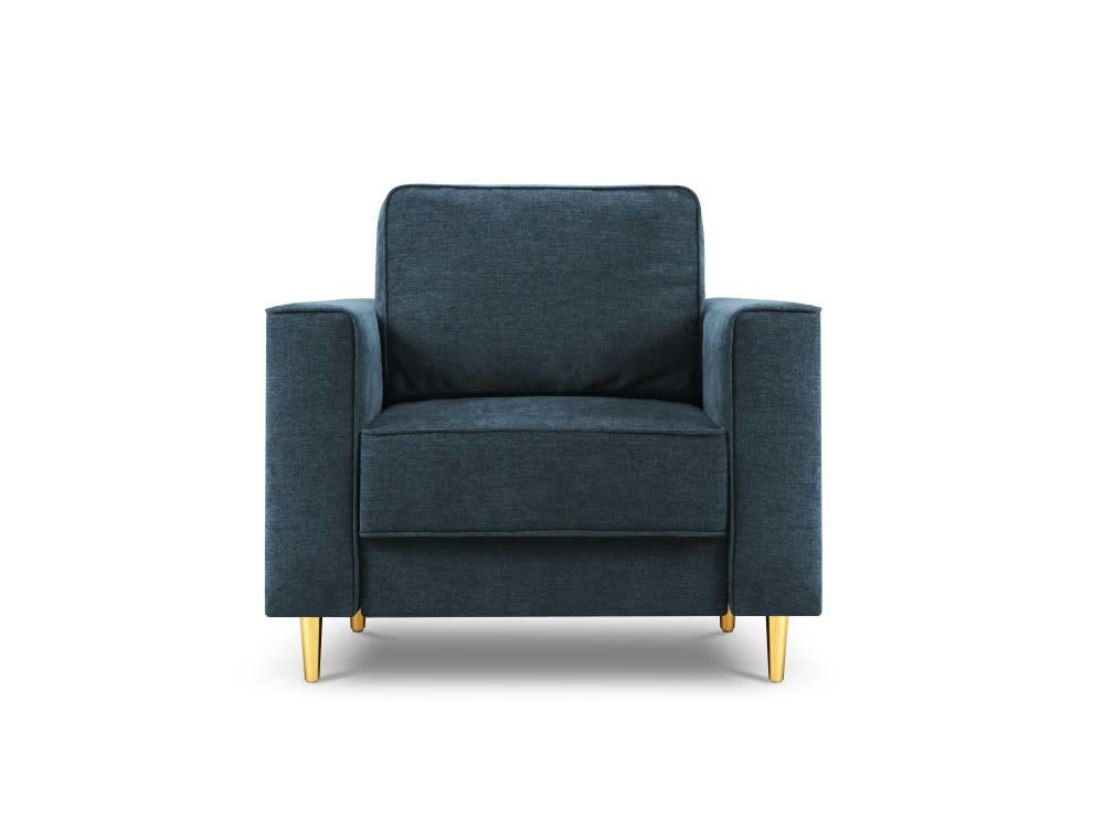 DUNAS - Fauteuil en tissu structuré bleu foncé