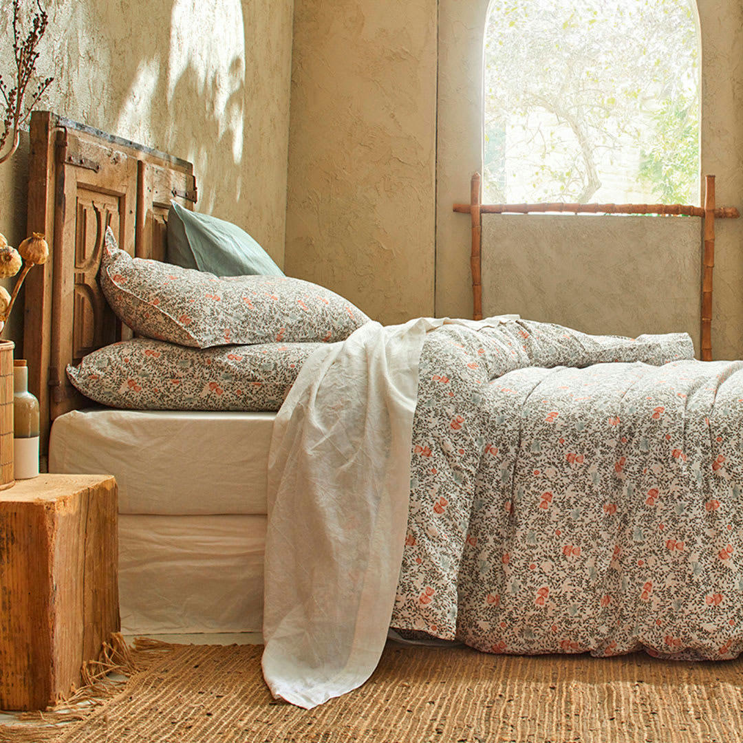 BIO INDIRA - Housse de couette li/coton organic ecume 155x220 cm