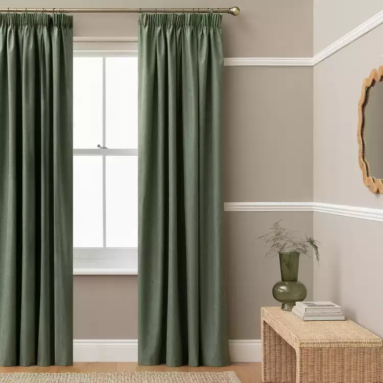 Habitat Blackout Pencil Pleat Curtains - Green - 117x137cm