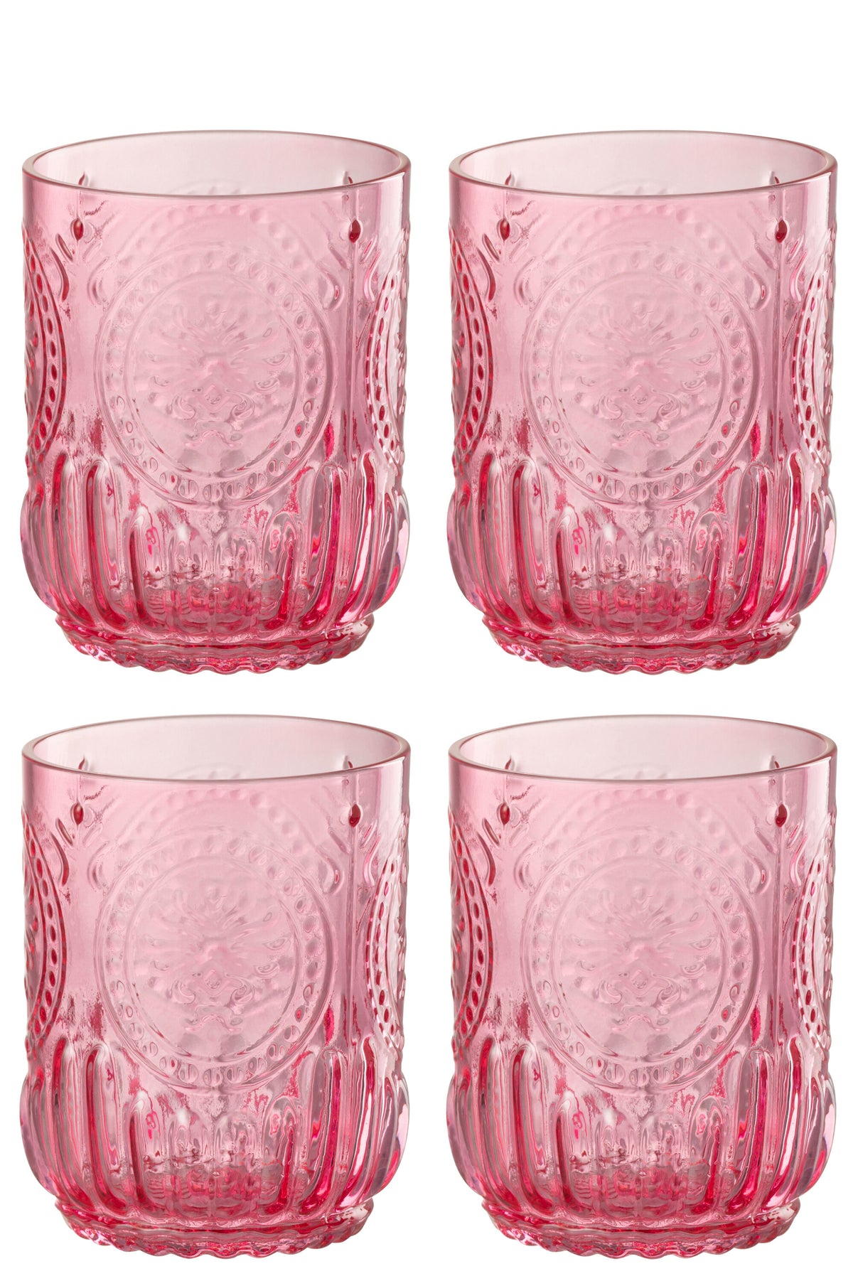 J-Line drinkglas Maya - glas - roze - giftbox van 4