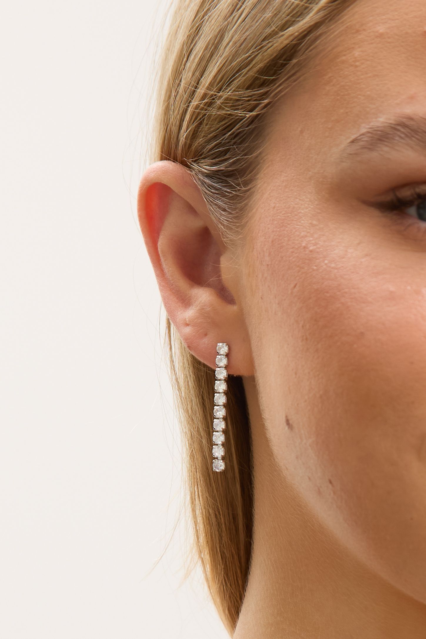 Jon Richard Rhodium Plated and Cubic Zirconia Round Tennis Earrings
