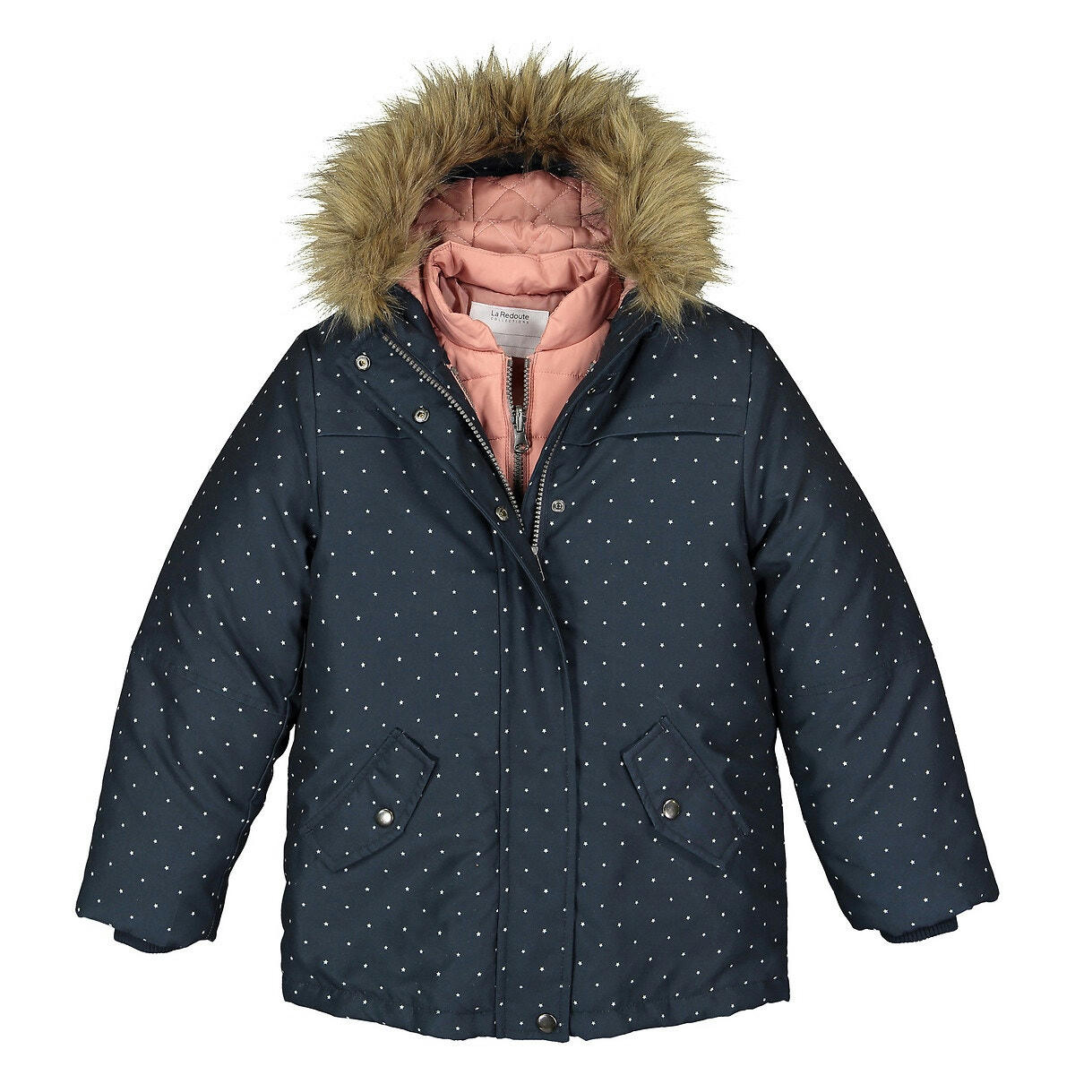Parka à capuche 3 en 1 imprimée pois