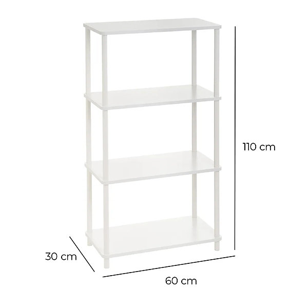 Console étagère meuble d'entréede 4 niveaux coloris blanc - Longueur 60 x Largeur 30 x Hauteur 110 cm