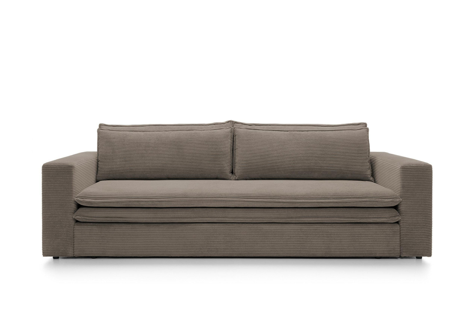 Sofa Ulnes z funkcją spania brązowa Poso pojemnik na pościel