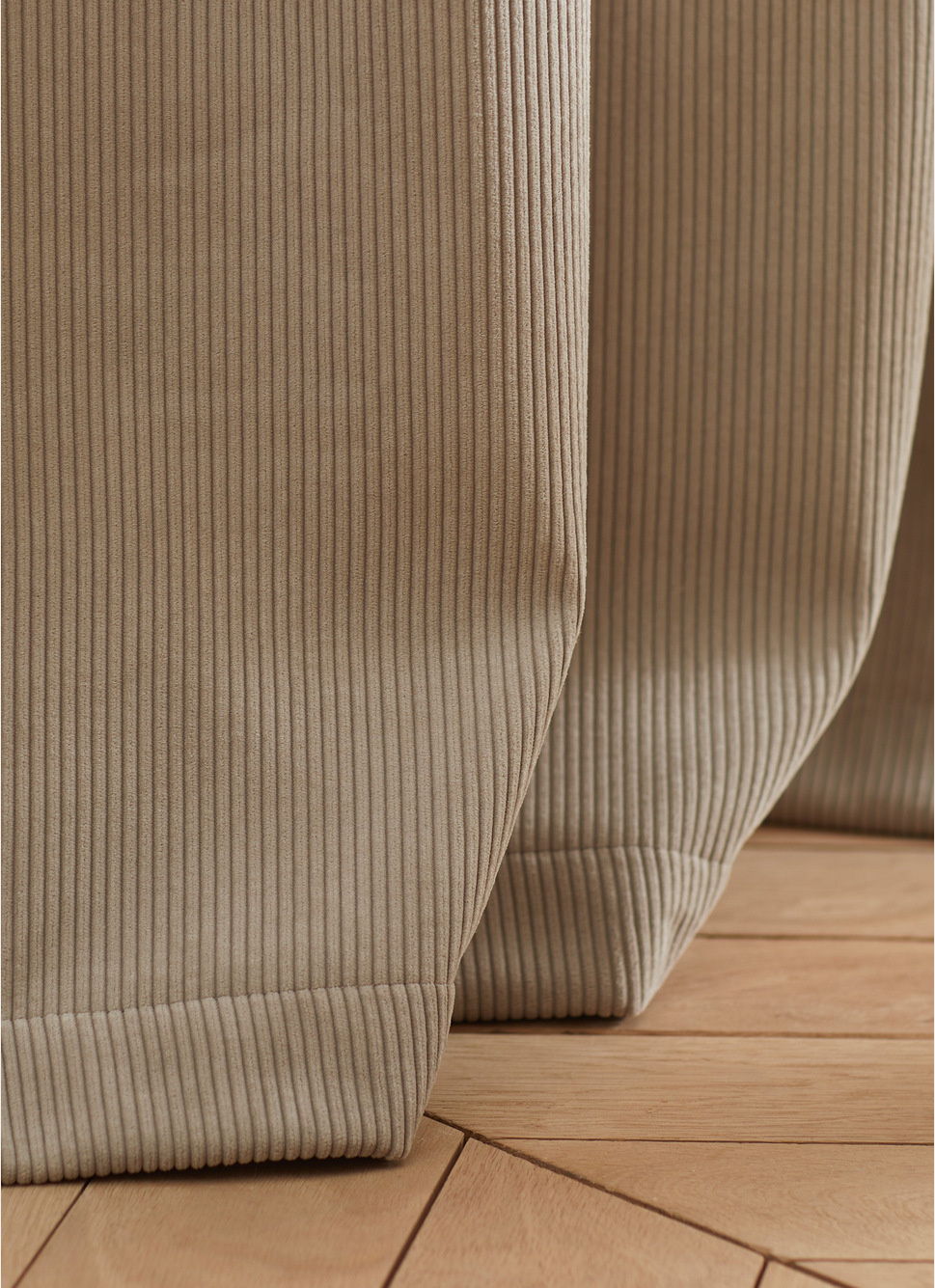 RIDEAU TAMISANT UNI EN VELOURS CÔTELÉ PERLE