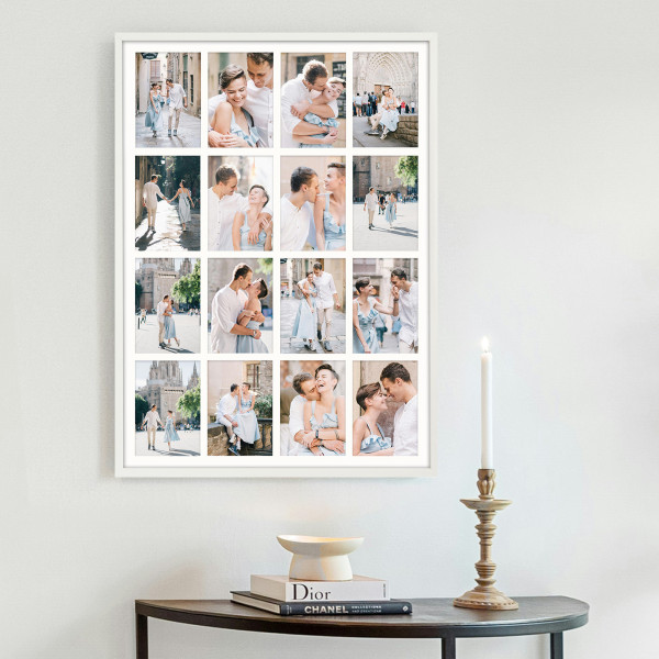 Ramka na zdjęcia 16 zdjęć 10x15 cm rama biała foto galeria 50x70 cm FRAMAI®