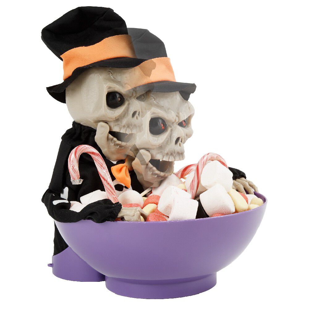 Saladier à bonbon Halloween squelette animé noir et violet