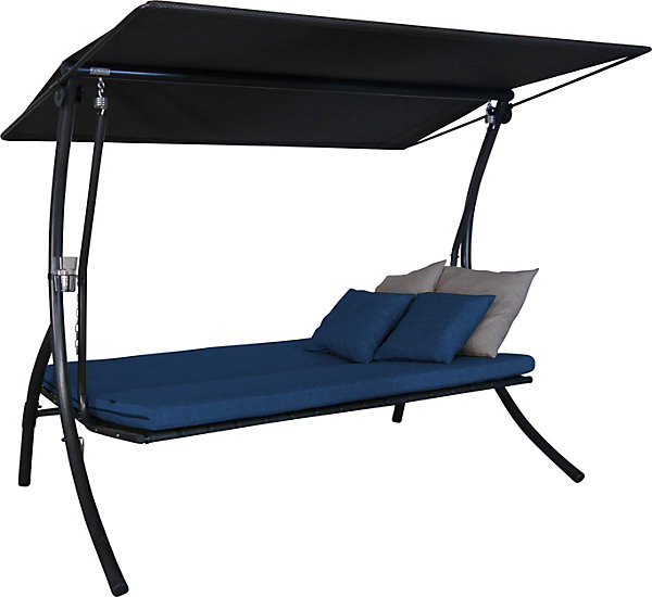 balancelle Motion Smart - balancelle de jardin pour s'asseoir, s'allonger et se détendre, avec fonction lit, bleu