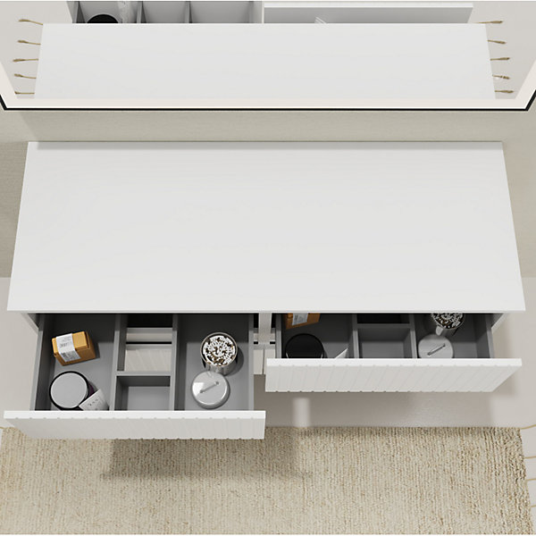 Meuble salle de bain strié 120 cm pour vasque à poser - Blanc mat - A suspendre - Karaib 2