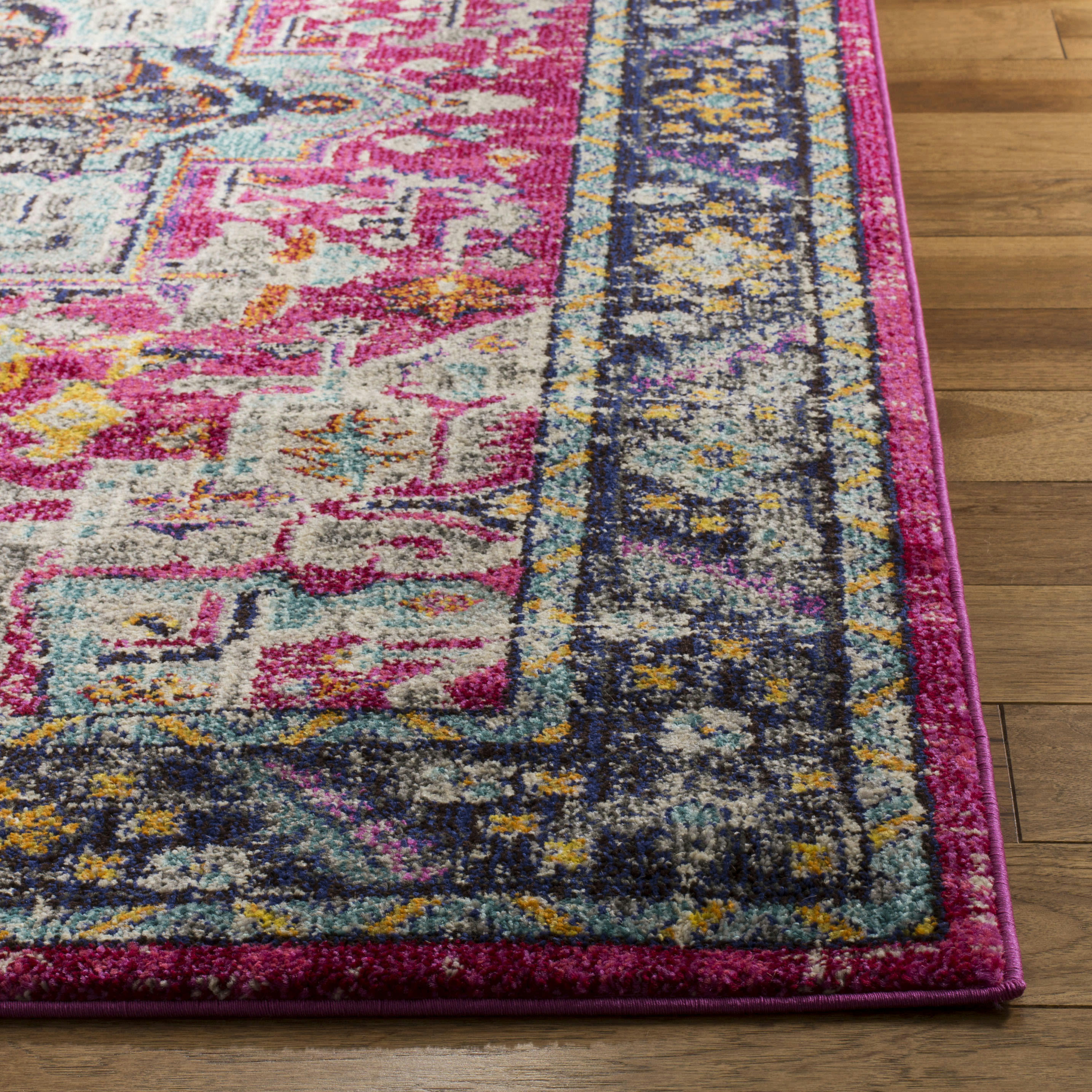 MONACO - Tapis de salon interieur en fuchsia & gris, 201 x 279 cm