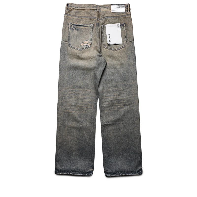 Purple Brand Mid Rise Baggy Leg Tinted Sequin Repair Jean - Light Indigo