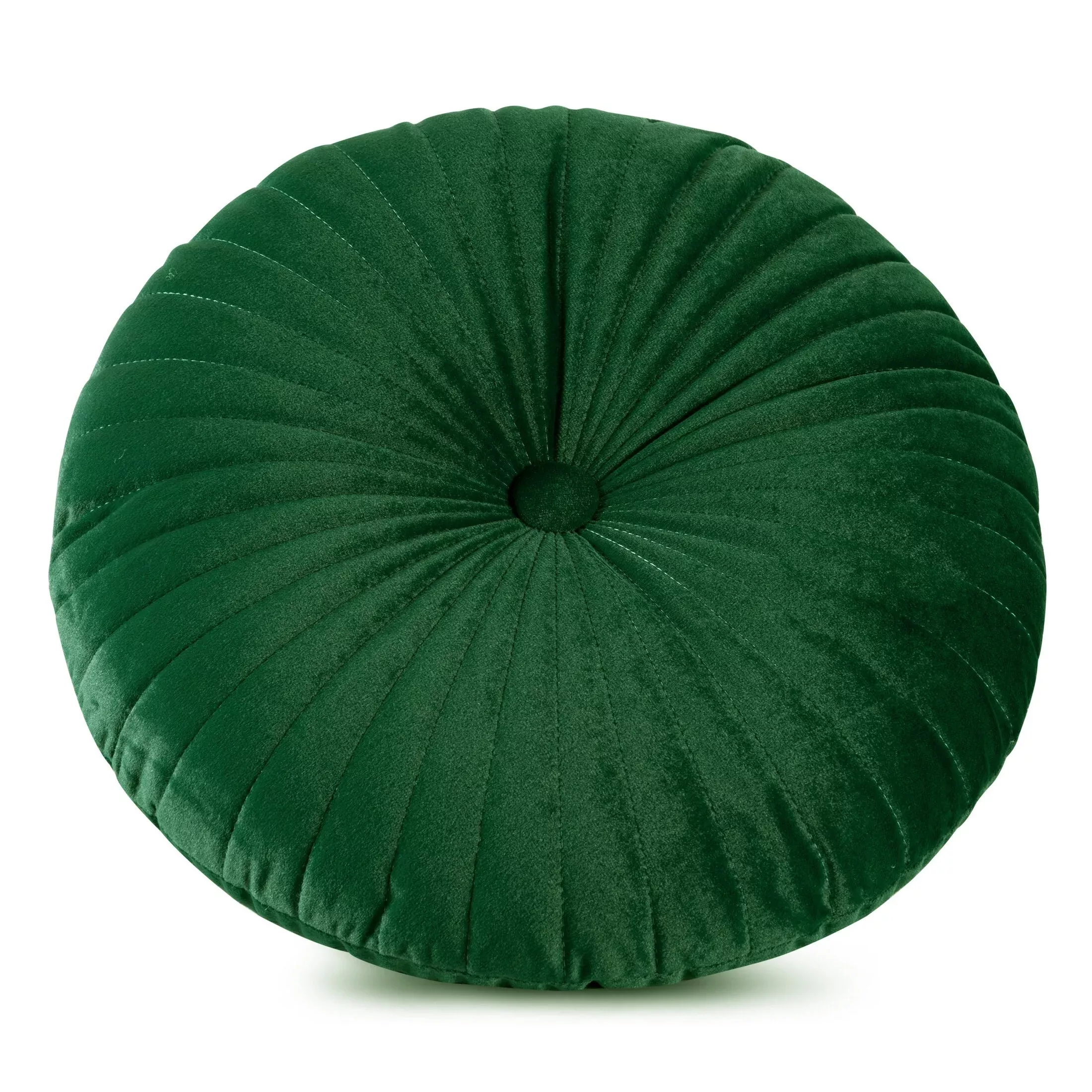 Poduszka okrągła średnica 40 cm ciemnozielona welwetowa pikowana VELVET 68