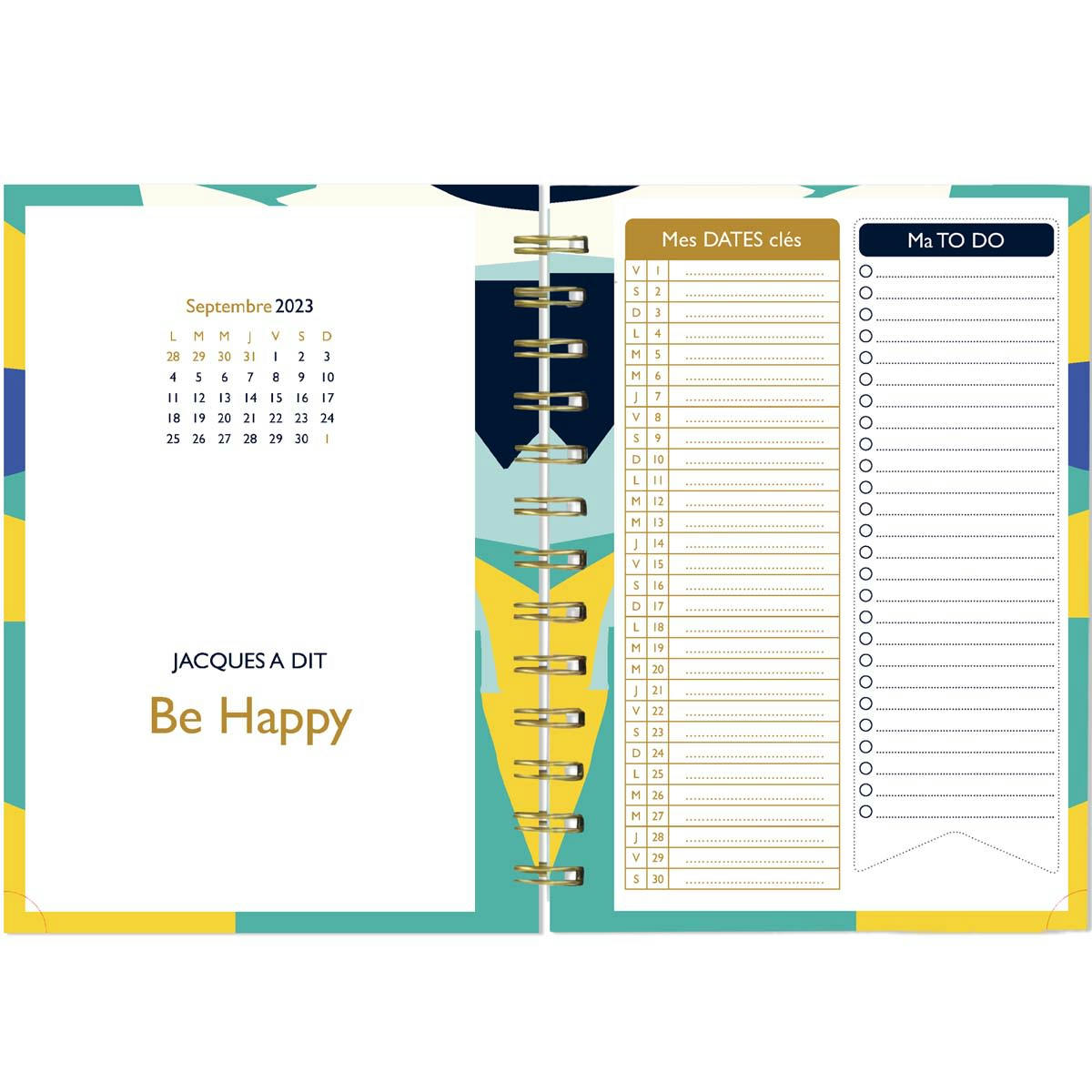 - Agenda semainier Sept2023 - Août2024 - 13x18 cm - Bleu/jaune