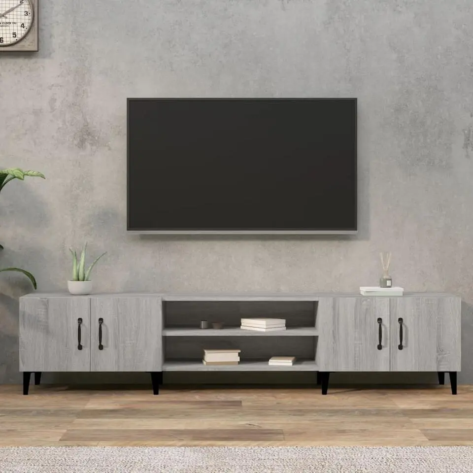 vidaXL - TV-meubel met deuren - Grijs sonoma - Hout en metaal -180x31.5x40 cm