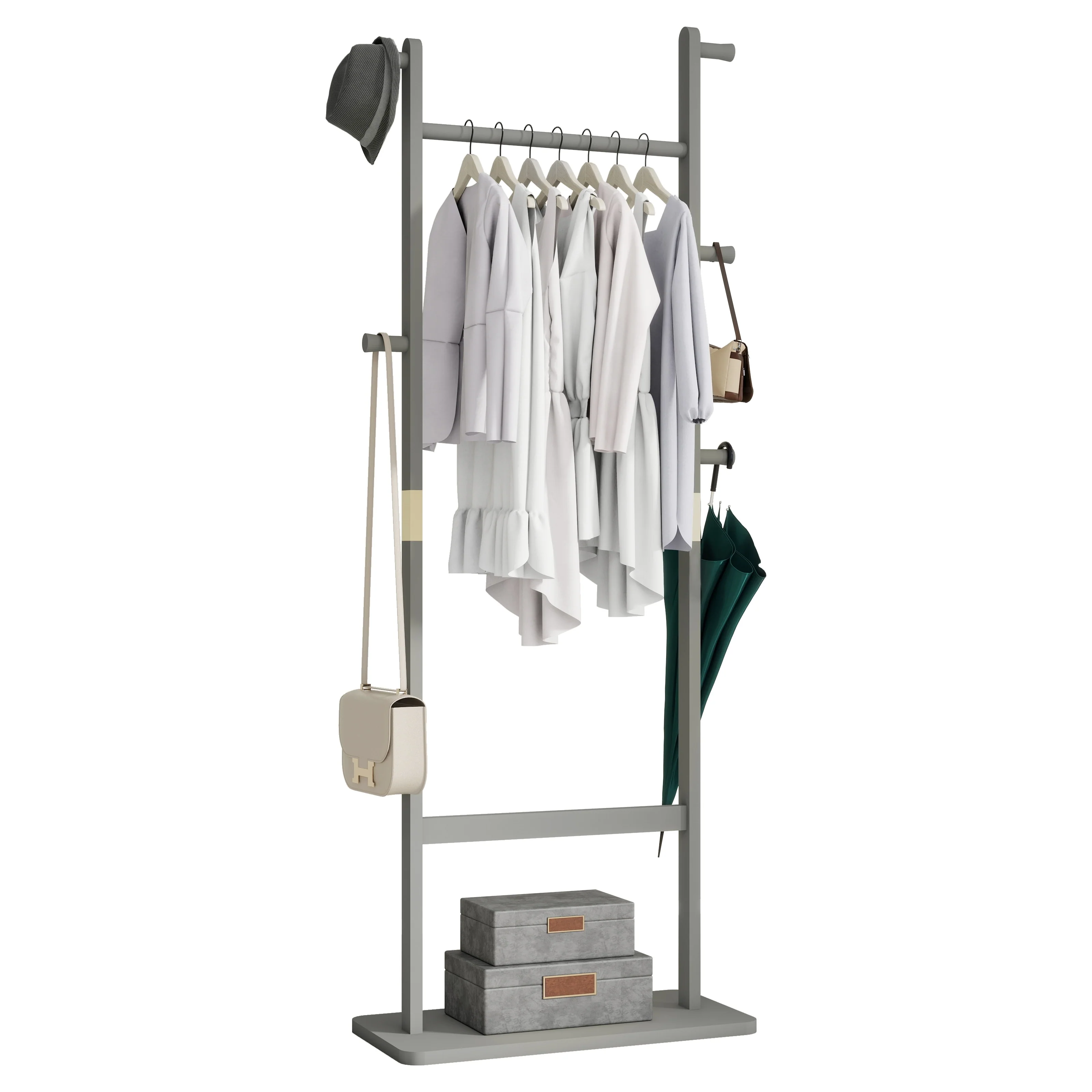 Modern Coat Rack with Durable Freestanding Hanger, Easy to Assemble, for Entrance and Hallway, Living Room, Athenian Gray