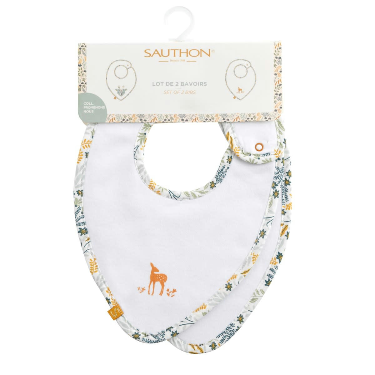 PROMENONS NOUS - Bavoirs en coton blanc