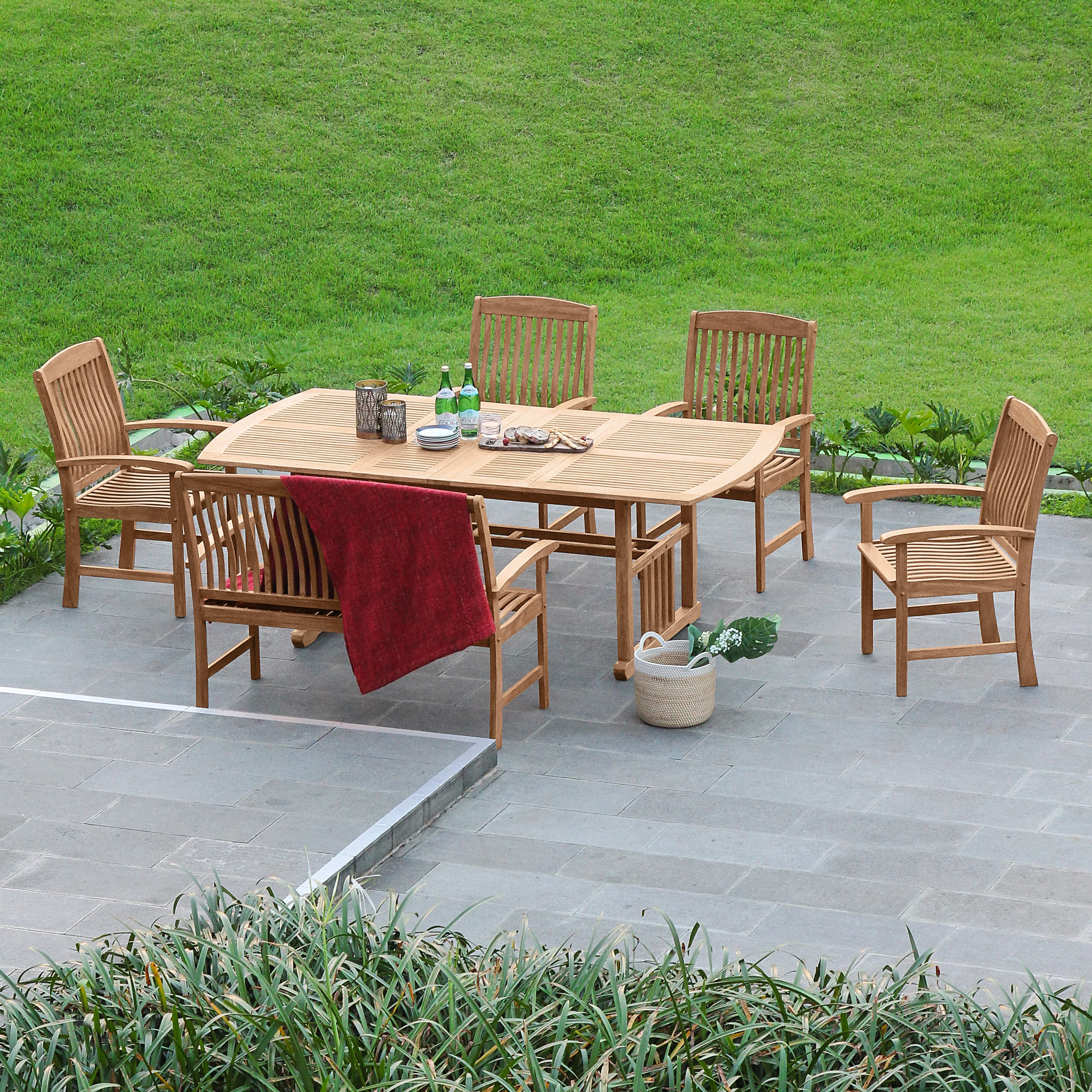 Cambridge Casual Leon 6-Piece Teak Patio Extendable Dining Set